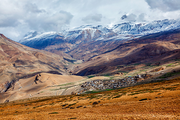 Image showing Kibber village high in Himalayas. Spiti Valley, Himachal Pradesh, India