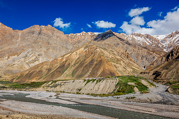 Image showing Village in Himalayas mountains. Pin Valley, Himachal Pradesh, India