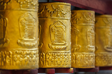 Image showing Prayer wheels in Tabo Monastery