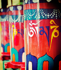 Image showing Buddhist prayer wheels