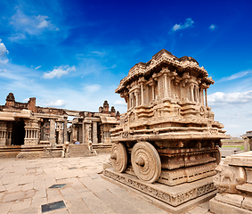 Image showing Stone chariot in Vittala temple. Hampi, Karnataka, India