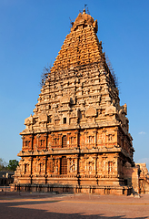 Image showing Brihadishwarar Temple tower (vimana). Thanjavur, Tamil Nadu, India