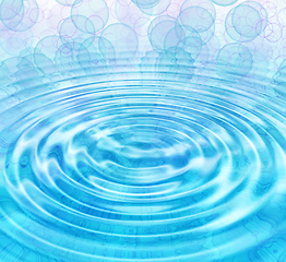 Image showing Blue abstract background with water ripples and bubbles