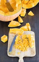 Image showing ripe orange pumpkin cut