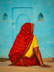 Image showing Unidentified Indian rural woman in traditional sari