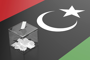 Image showing Ballot box with the flag of Libya