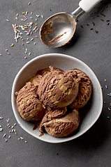 Image showing bowl of chocolate and caramel ice cream