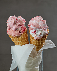 Image showing ice cream cones in a glass