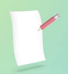 Image showing Pencil with empty paper sheet