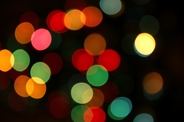 Image showing Colorful festive blurry lights of Christmas decorations