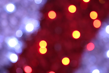 Image showing Colorful festive blurry lights of Christmas decorations