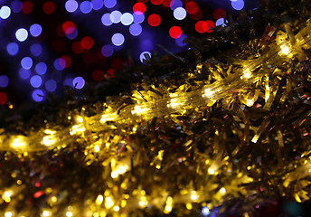 Image showing Bright Christmas decoration, abstract background out of focus