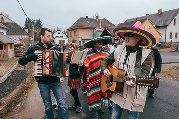 Image showing People attend the Slavic Carnival Masopust