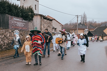 Image showing People attend the Slavic Carnival Masopust