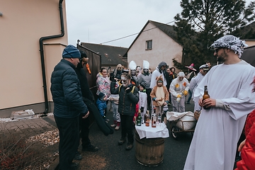 Image showing People attend the Slavic Carnival Masopust