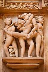 Image showing Erotic sculptures, Khajuraho, India