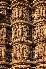 Image showing Famous stone carving sculptures of Khajuraho
