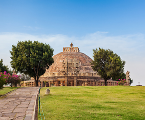 Image showing Great Stupa. Sanchi, Madhya Pradesh, India