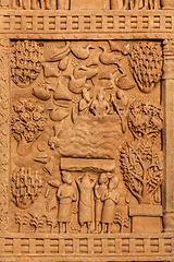 Image showing Gateway decoration Great Stupa. Sanchi, India