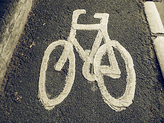 Image showing Vintage looking Bike lane sign