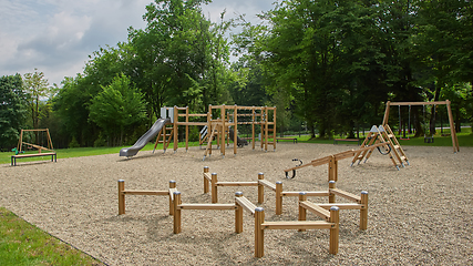 Image showing Colorful playground on yard in the park.