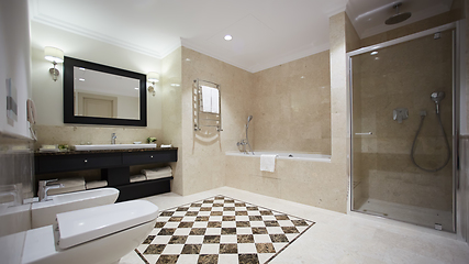 Image showing The clean and fresh bathroom in hotel