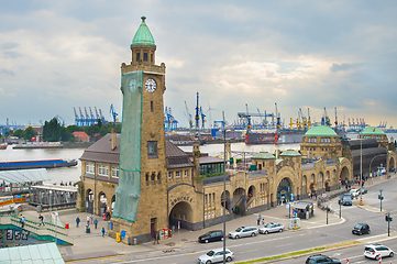 Image showing Landungsbrücken water station Hamburg Germany