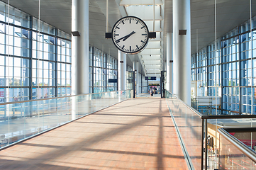 Image showing Clock at modern airport hall