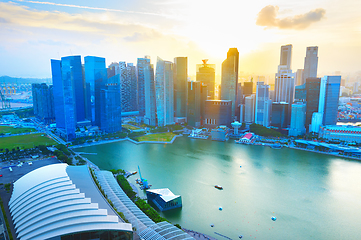 Image showing Skyline of Singapore business Downtown 