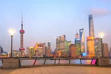 Image showing Modern illuminated Shanghai skyline