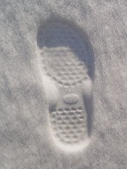 Image showing Fresh footprint in new white snow
