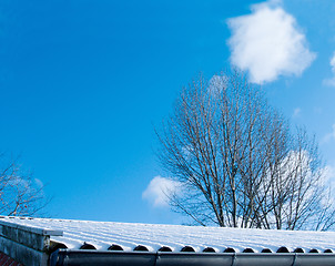 Image showing Winter time - Snow on rooftops wth copyspace