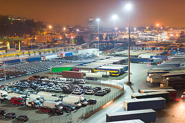 Image showing Cars trucks parking Barcelona port