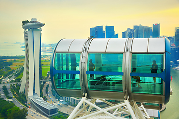 Image showing People Singapore Flyer ferries wheel