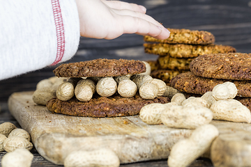 Image showing oatmeal cookies with peanuts