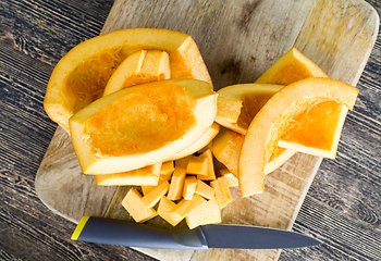 Image showing ripe orange pumpkin cut
