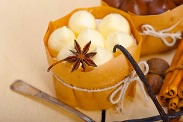 Image showing chocolate vanilla and spices cream cake dessert