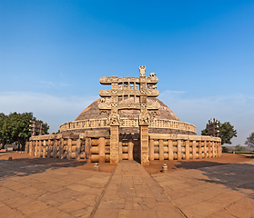 Image showing Great Stupa. Sanchi, Madhya Pradesh, India