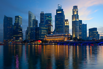 Image showing Singapore skyline in evening