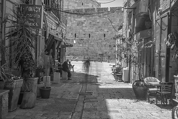 Image showing Old city jerusalem street in summer tourism vacation