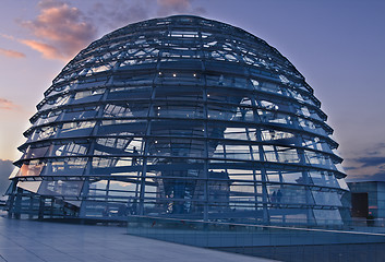 Image showing Reichstag dome at sunset