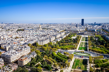 Image showing Aerial city view of Paris from Eiffel Tower, France