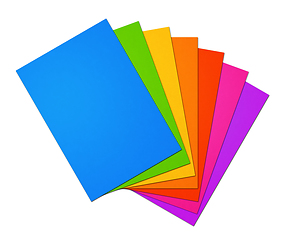 Image showing Colorful rainbow Blank A4 paper sheet range on white background