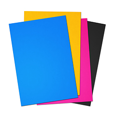 Image showing CMYK Blank A4 paper sheet set on white background