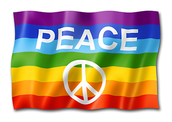 Image showing Rainbow peace flag isolated on white