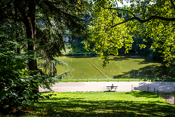 Image showing Pond in Buttes-Chaumont Park, Paris