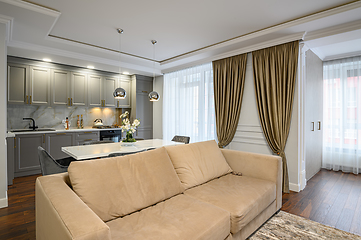 Image showing Grey and white luxury kitchen in modern style