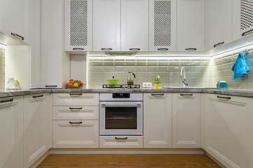 Image showing White kitchen in classic style