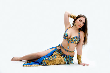 Image showing Belly dancer in blue