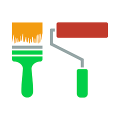 Image showing Icon Of Construction Paint Brushes